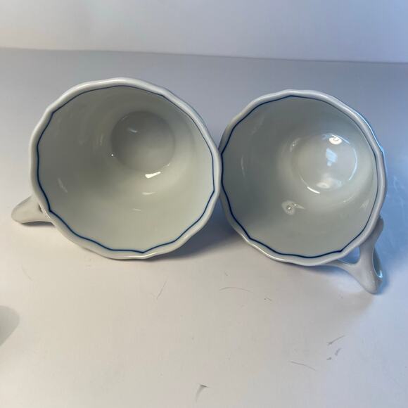 Blue Danube Tea Coffee Cups (2) Vintage Japan Blue Onion Porcelain Square Mark - Picture 3 of 5